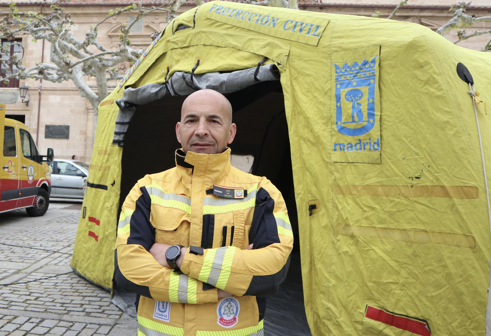 El jefe de equipo de procedimientos especiales del SAMUR de Madrid, Alberto González Corona asiste a la Jornada Nacional de SEMES para técnicos en emergencias sanitarias que tiene lugar en Zamora. EFE/Mariam A. Montesinos