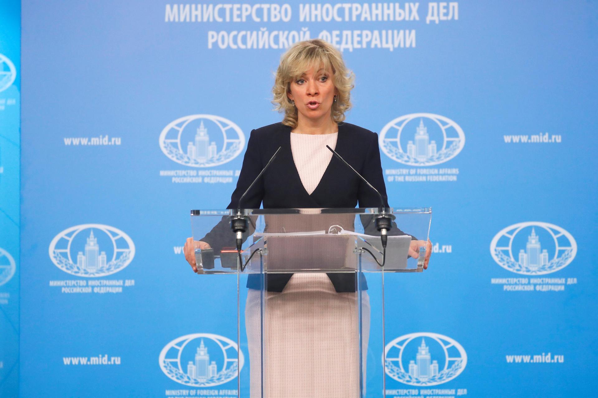 Imagen de Archivo de María Zajárova, portavoz del Ministerio de Asuntos Exteriores ruso.
EFE/ Sergei Ilnitsky