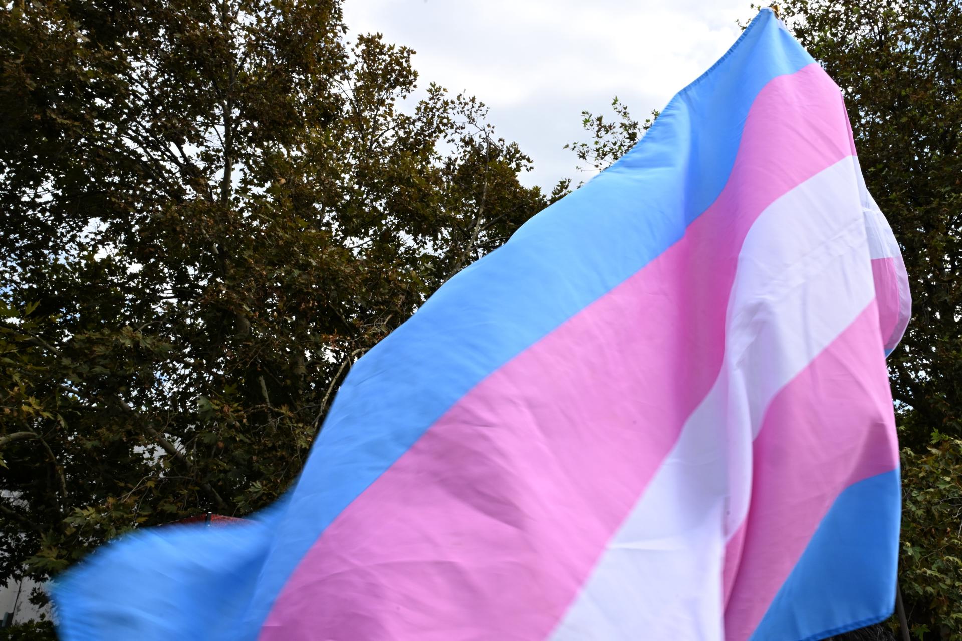 Fotografía de archivo en donde se ve una bandera trans. EFE/DEAN LEWINS