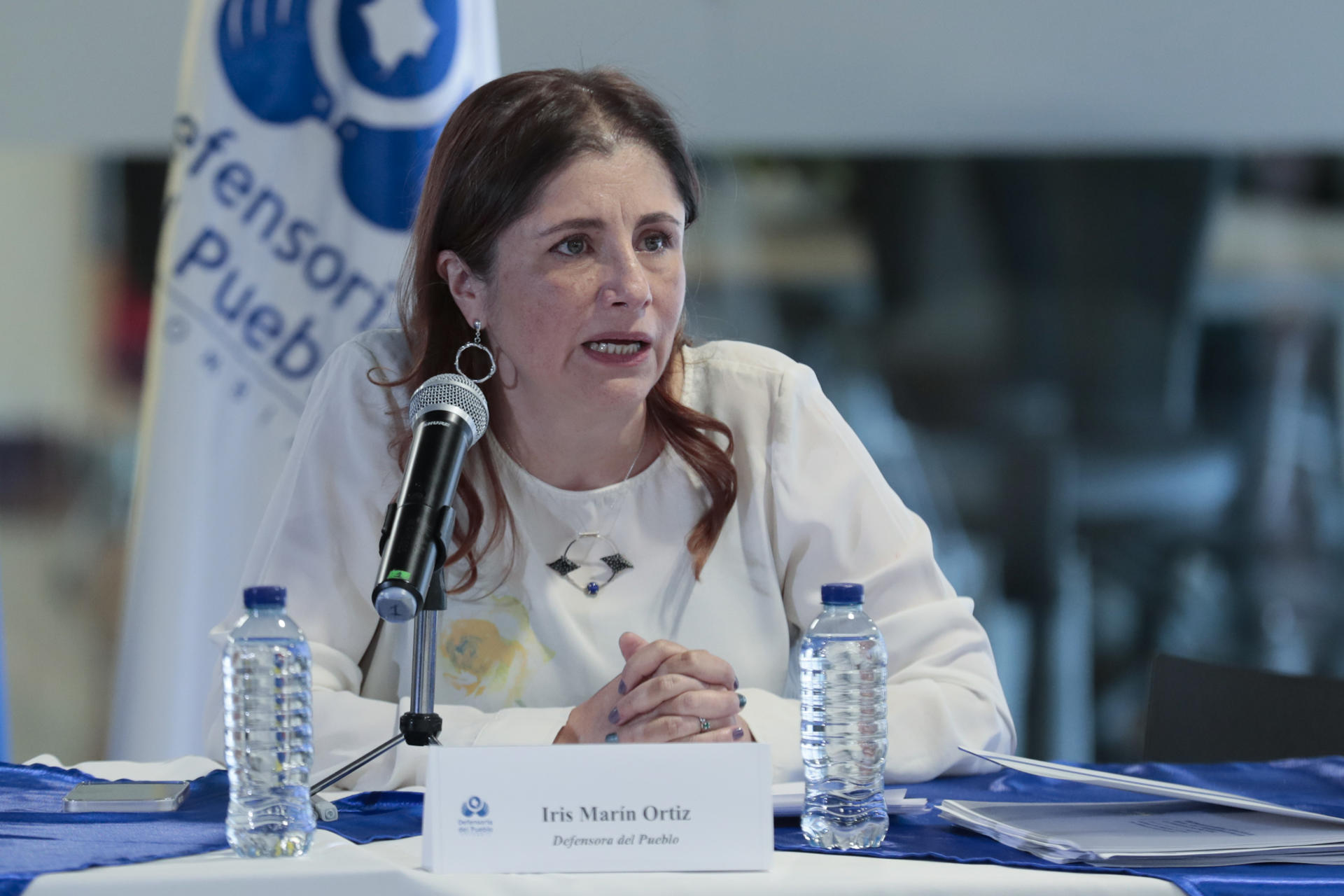 Fotografía de archivo en la que aparece la defensora del pueblo de Colombia, Iris Marín Ortiz, durante una rueda de prensa, en Bogotá (Colombia). EFE/Carlos Ortega