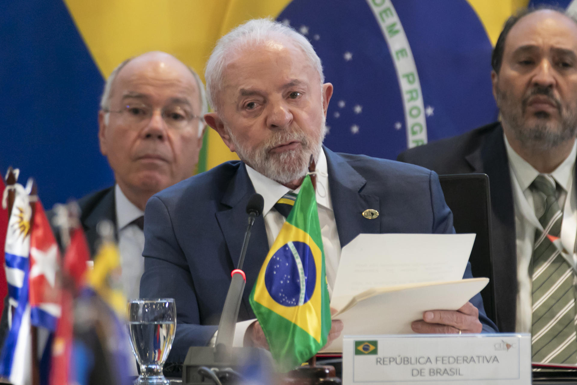 El presidente de Brasil, Luiz Inácio Lula da Silva, participa en la IX Cumbre de la Comunidad de Estados Latinoamericanos y Caribeños (Celac) este miércoles, en Tegucigalpa (Honduras). EFE/Str