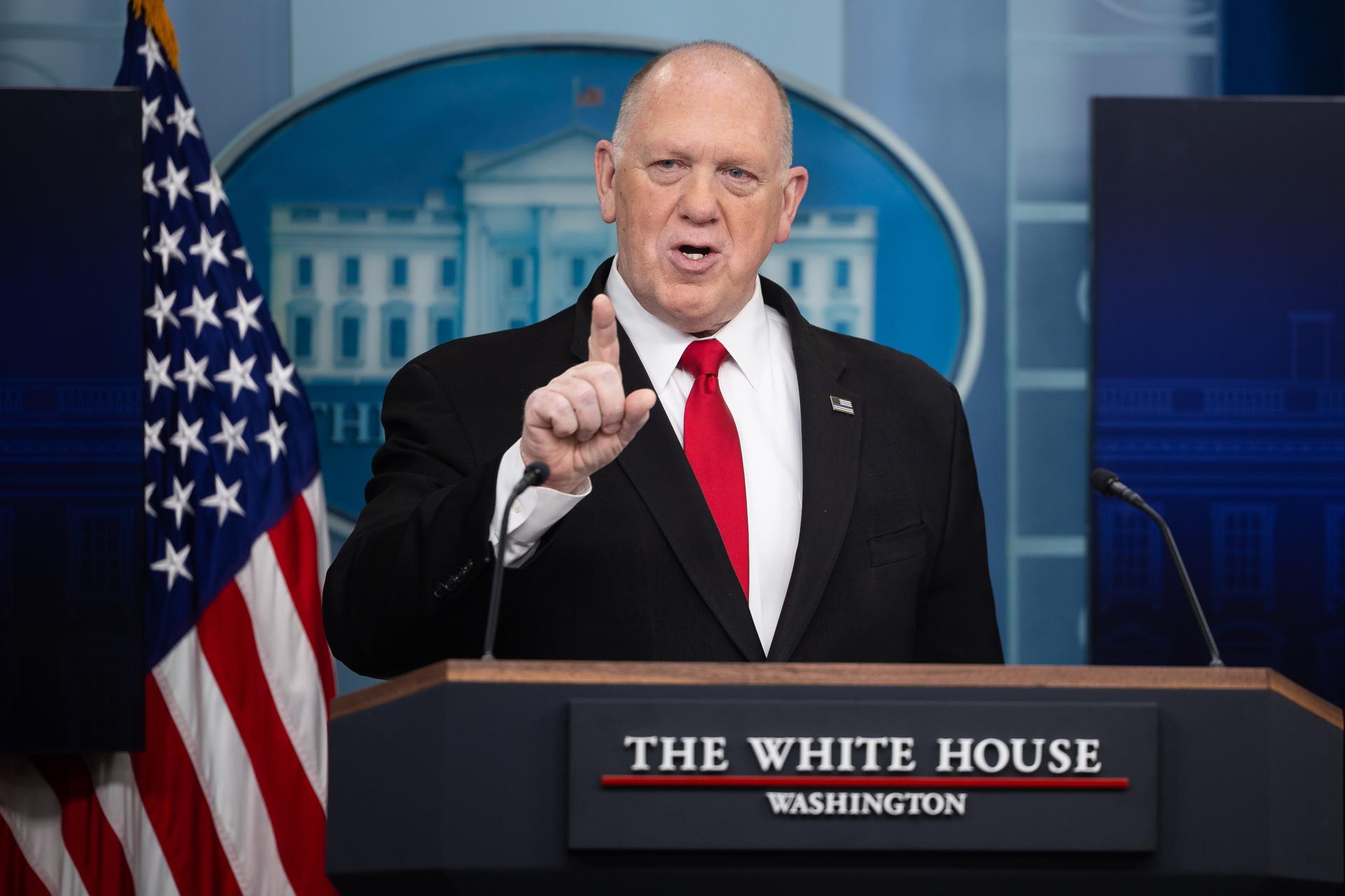 El conocido como 'zar de la Frontera' dentro de la Administración Trump, Tom Homan, en rueda de prensa en la Casa Blanca. EFE/FRANCIS CHUNG