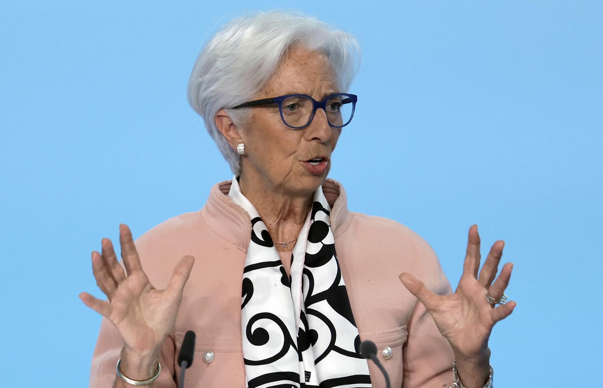 Imagen de este jueves de la presidenta del Banco Central Europeo (BCE), Christine Lagarde. EFE/EPA/RONALD WITTEK
