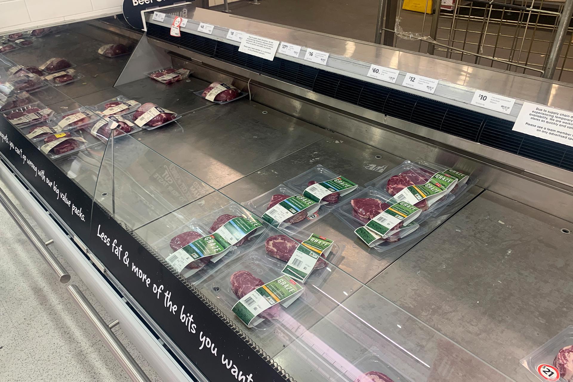 Fotografía de archivo, tomada el 12/01/2022, que muestra carne australiana puesta a la venta en un supermercado de Sídney. EFE/EPA/BIANCA DE MARCHI AUSTRALIA AND NEW ZEALAND OUT[AUSTRALIA AND NEW ZEALAND OUT]