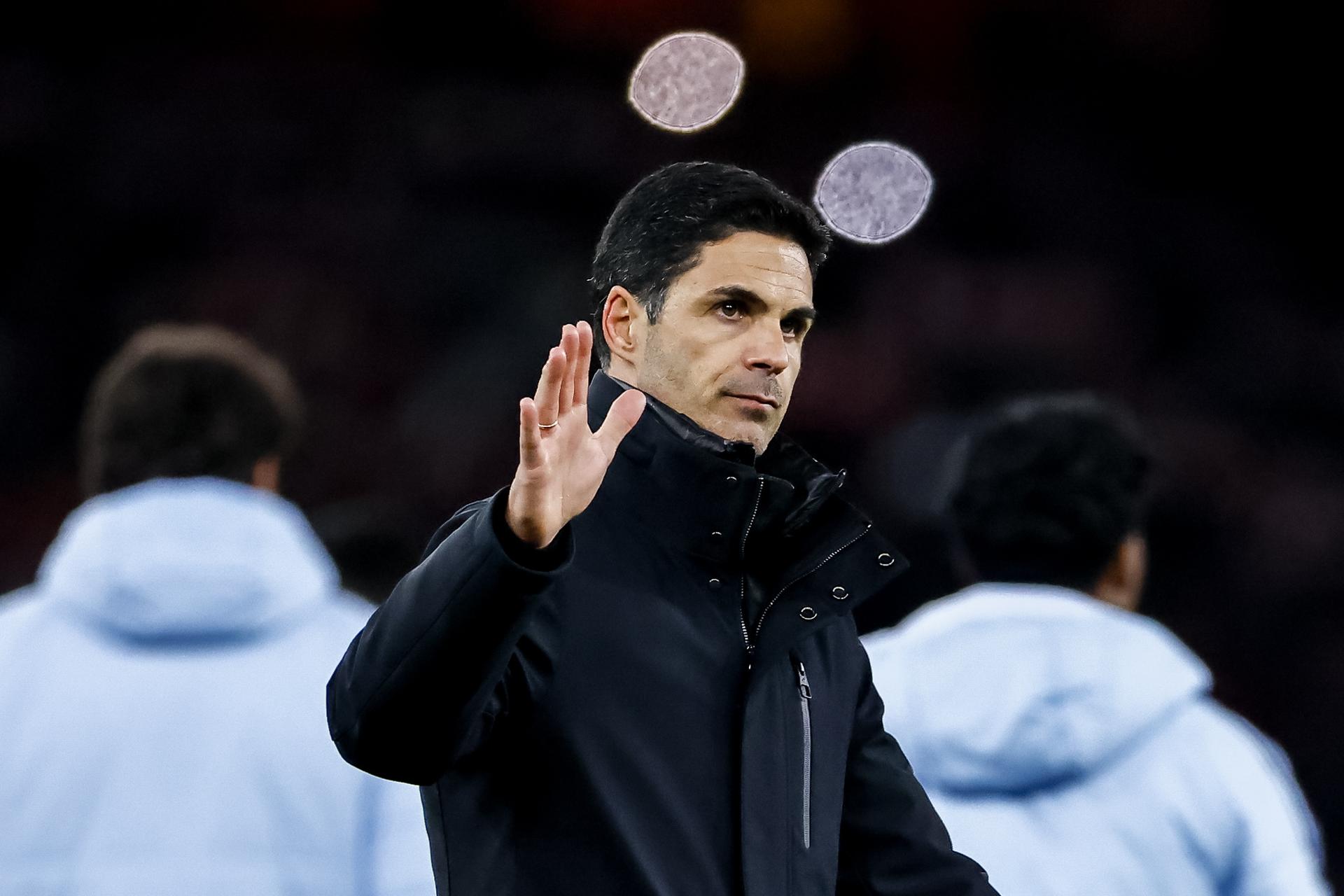 Mikel Arteta, entrenador del Arsenal, durante el partido ante el Real Madrid. EFE/TOLGA AKMEN