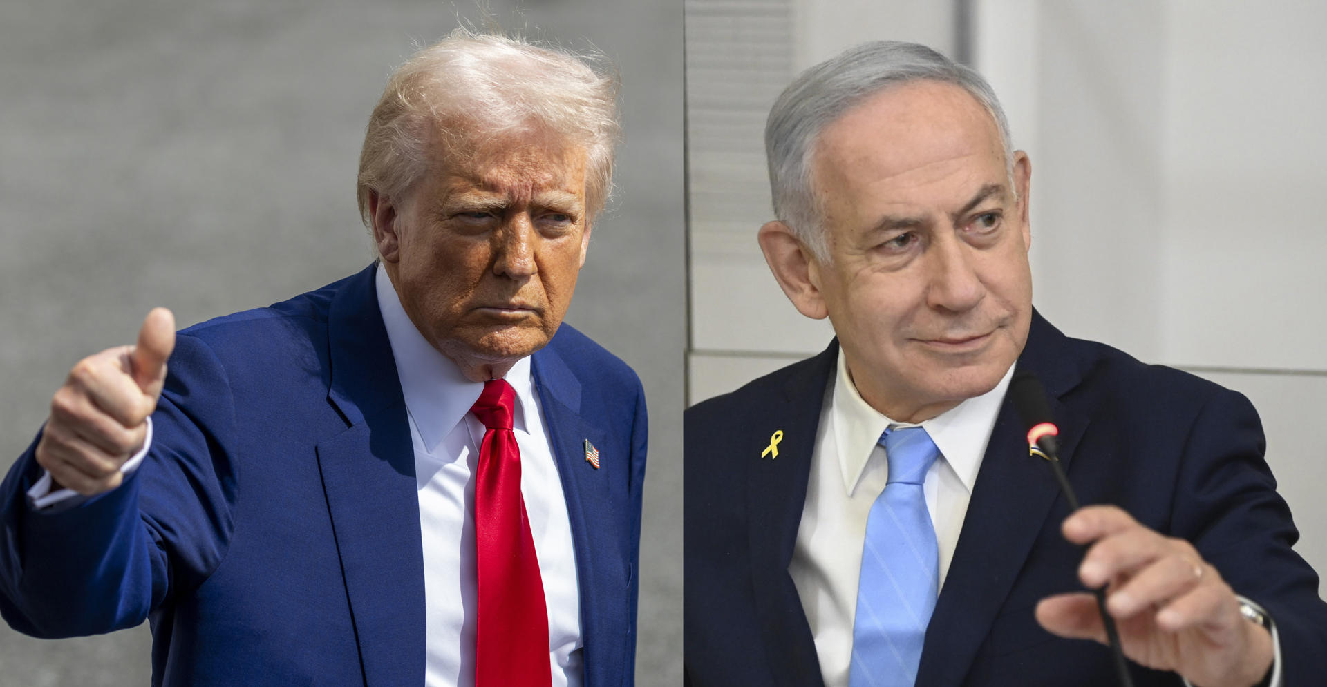 Combo de fotografías donde aparece el presidente de Estados Unidos, Donald Trump (i), y el primer ministro israelí, Benjamín Netanyahu. EFE/ Shawn Thew / Yair Sagi