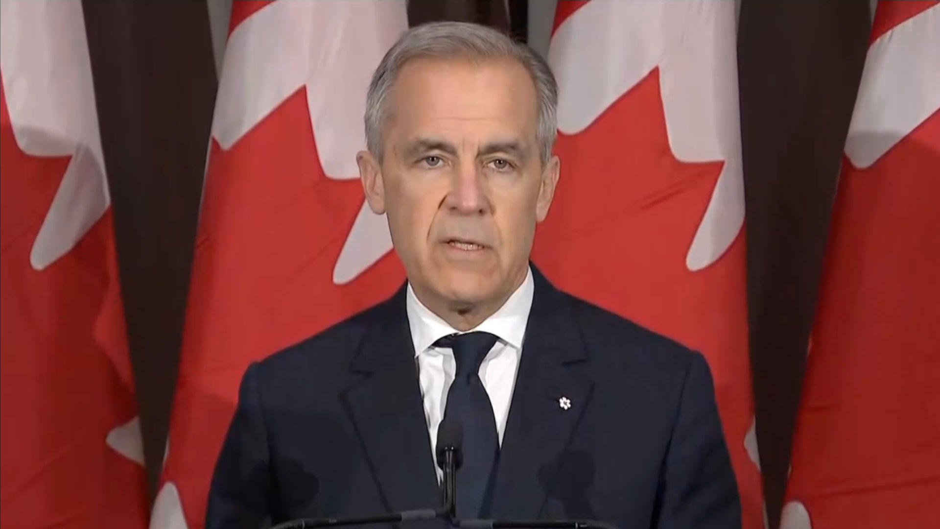 Captura de pantalla de un video publicado en la cuenta de la red social X del primer ministro canadiense, Mark Carney, donde aparece hablando este domingo. EFE/ @MarkJCarney