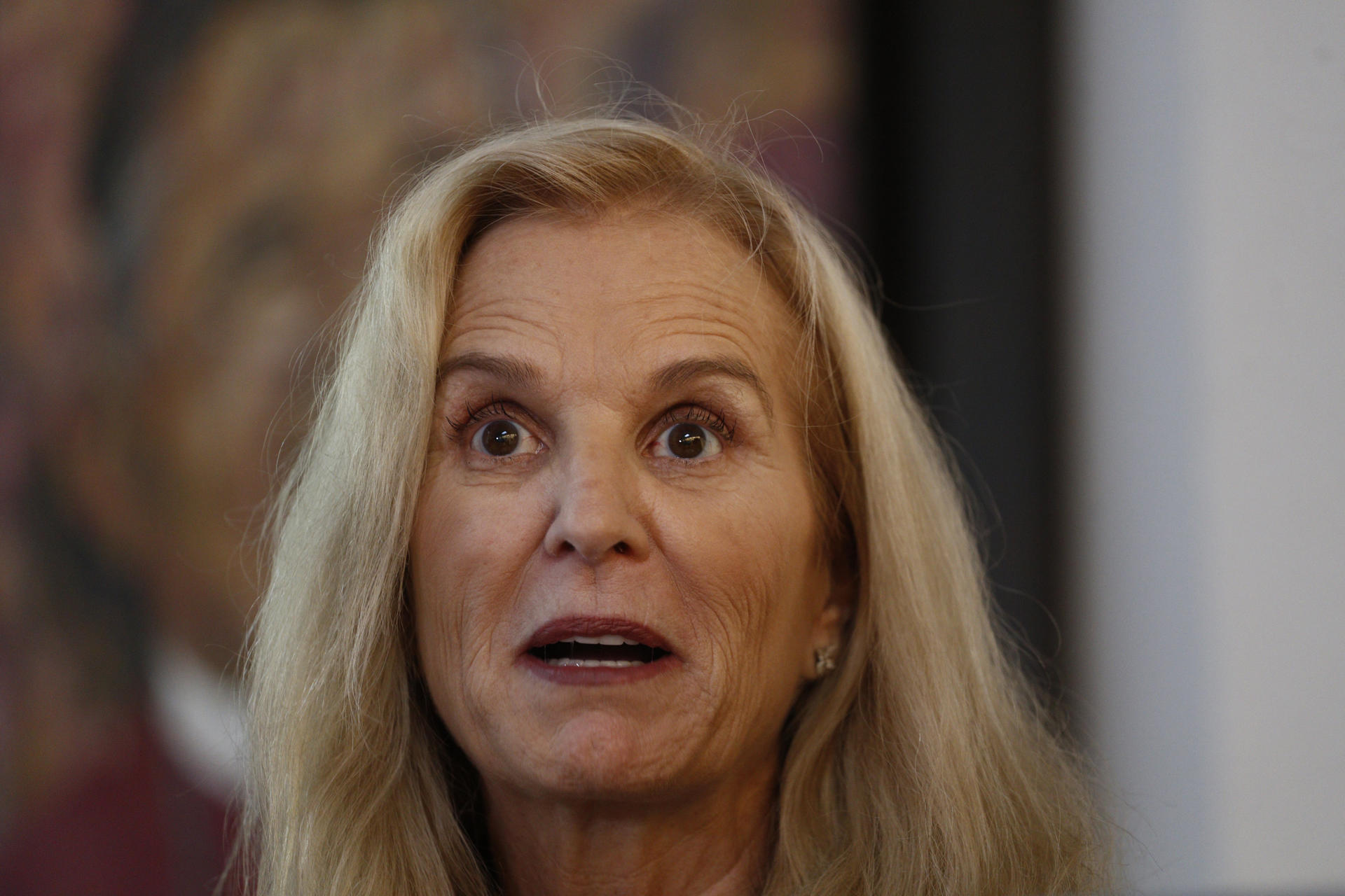 La presidenta de la organización Robert F. Kennedy Human Rights, Kerry Kennedy, habla en una rueda de prensa este 28 de abril de 2025, en Santa Tecla (El Salvador). EFE/ Rodrigo Sura