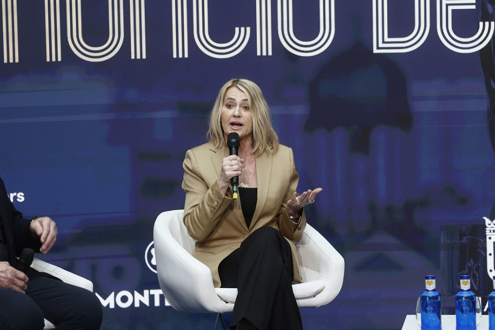 La exgimnasta rumana Nadia Comaneci, durante el anuncio de los candidatos a los premios Laureus, el pasado 3 de marzo. EFE/ Rodrigo Jiménez