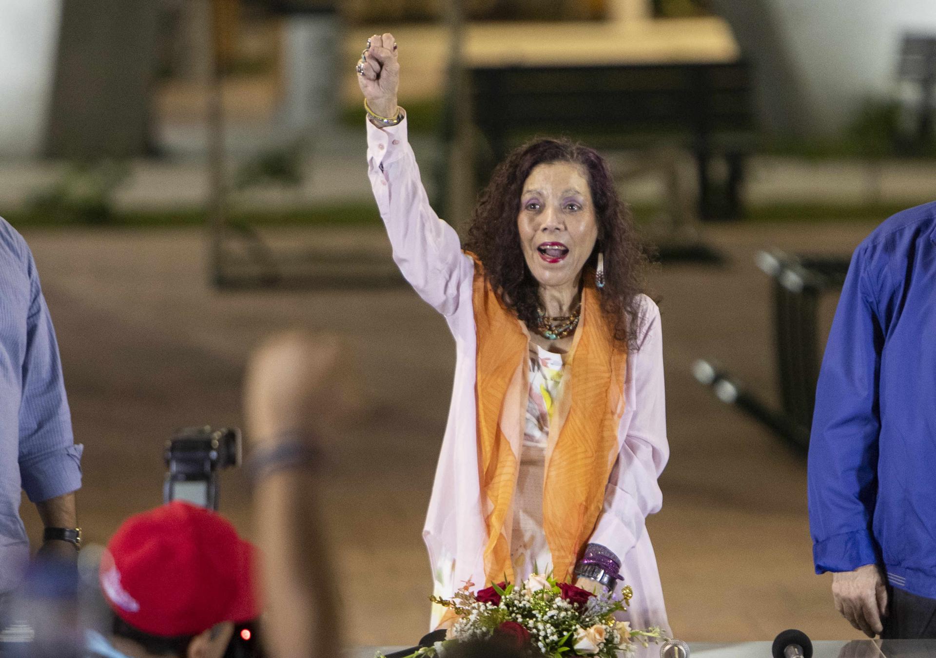 Fotografía de archivo de la copresidenta de Nicaragua, Rosario Murillo, durante un acto público, en Managua (Nicaragua). EFE/Jorge Torres