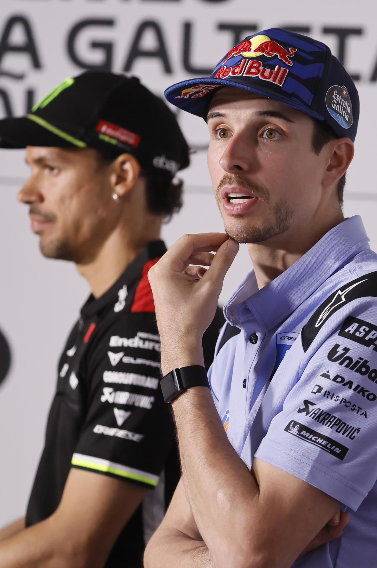 EL español Alex Márquez de BK8 Gresini Racing Moto GP, en rueda de prensa en el Circuito de Jerez-Ángel Nieto previa al Gran Premio de España de Motociclismo, puntuable para el Mundial de la especialidad, que se desarrollará desde este viernes al domingo. EFE/José Manuel Vidal