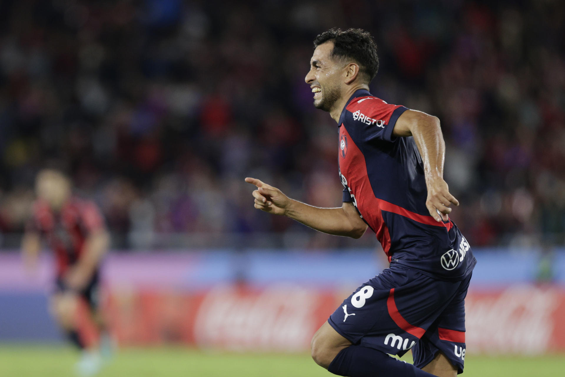 Cecilio Domínguez de Cerro celebra su gol en un partido de la fase de grupos de la Copa Libertadores. EFE/ Juan Pablo Pino