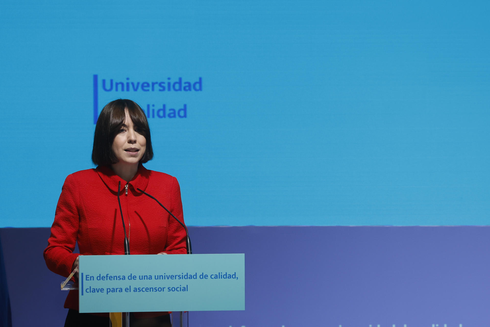 Imagen de archivo de la ministra de Ciencia, Innovación y Universidades, Diana Morant, durante un acto de apoyo a la universidad pública en Madrid. EFE/ Juan Carlos Hidalgo