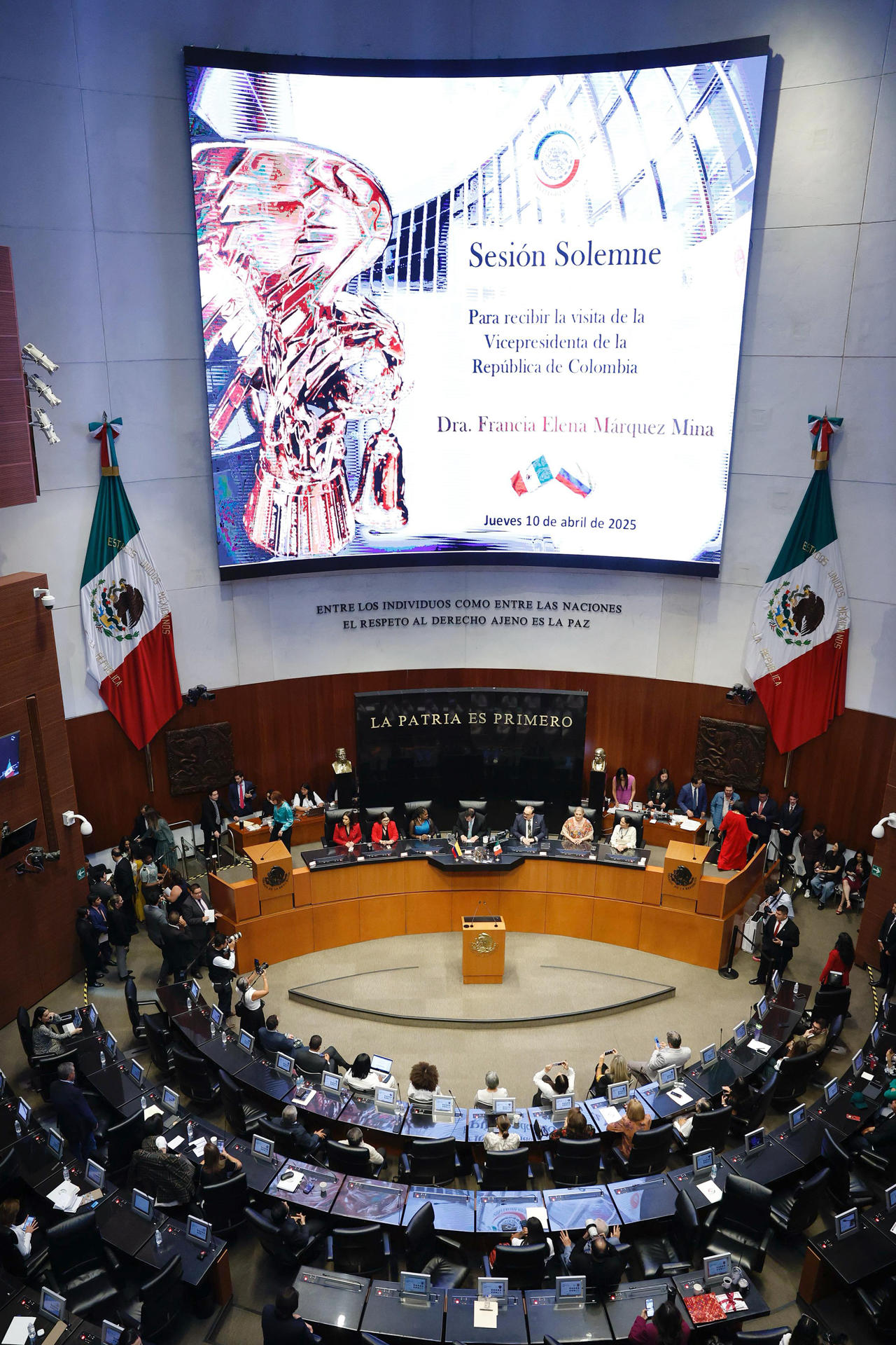 Fotografía general de la participación de la vicepresidenta de Colombia Francia Márquez, durante un acto protocolario este jueves en la Cámara de Senadores de Ciudad de México (México). EFE/ Sáshenka Gutiérrez