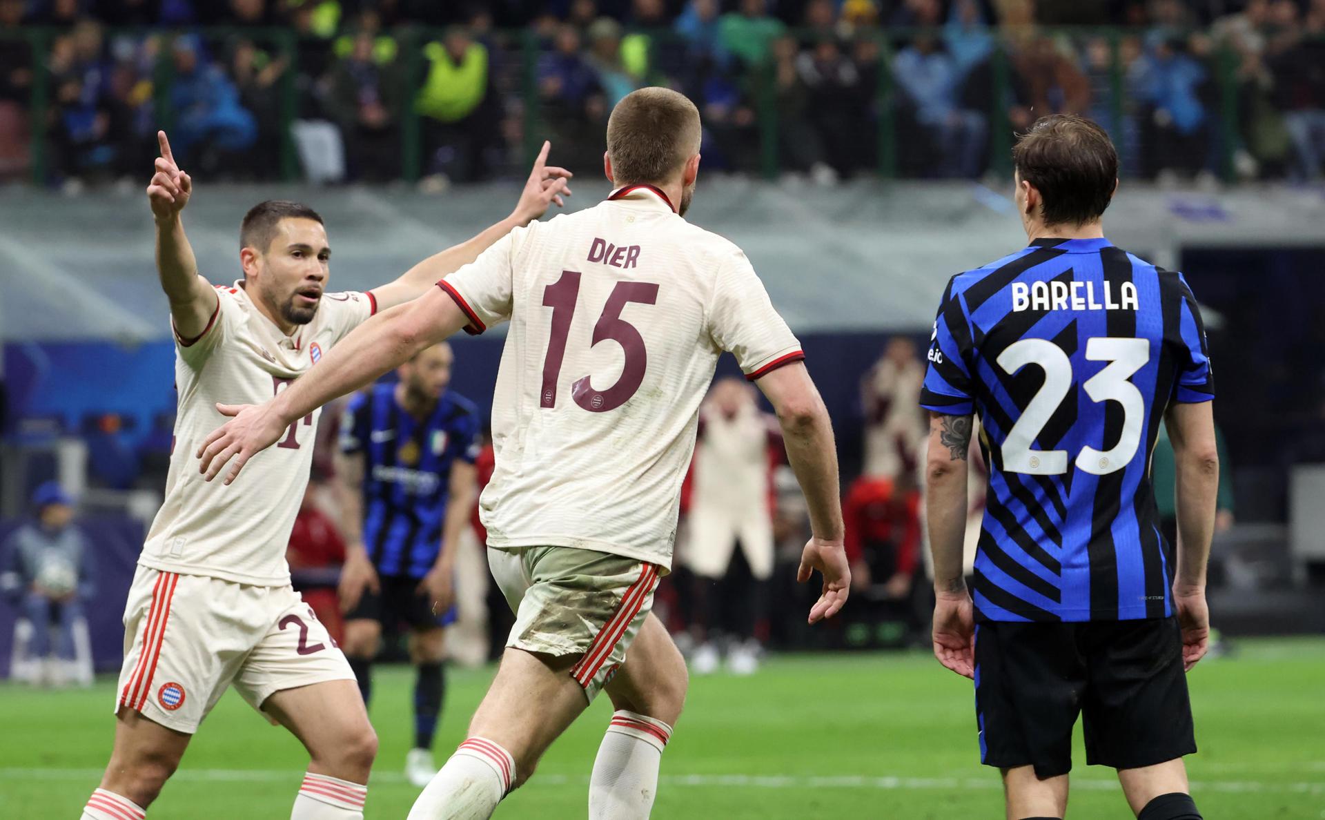 El jugador del Inter Milan Lautaro Martinez celebra el 1-1 durante el partido de vuelta de cuartos de la UEFA Champions Leagueque jugaron Inter y Bayern en Milán, Italia. EFE/EPA/MATTEO BAZZI