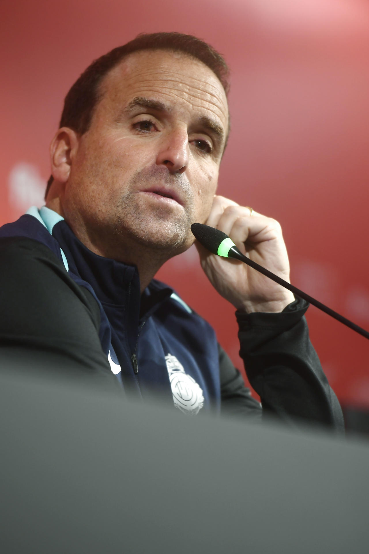 El entrenador del Mallorca, Jagoba Arrasate, durante la rueda de prensa ofrecida este viernes. EFE/Miquel A. Borrás