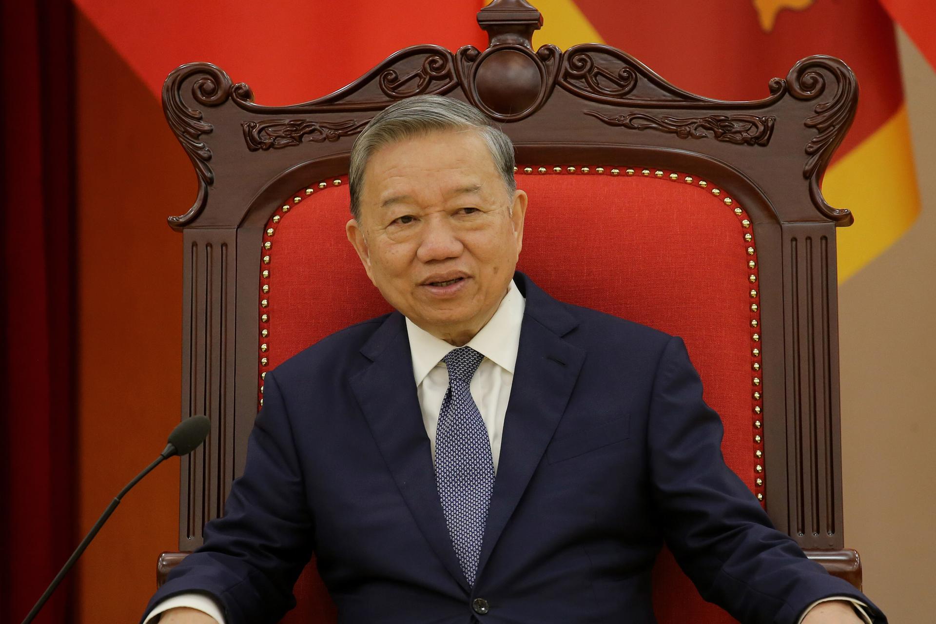 Fotografía de archivo, tomada el 04/05/2025, que muestra al líder del Partido Comunista de Vietnam, To Lam, en un acto en Hanoi. EFE/EPA/LUONG THAI LINH