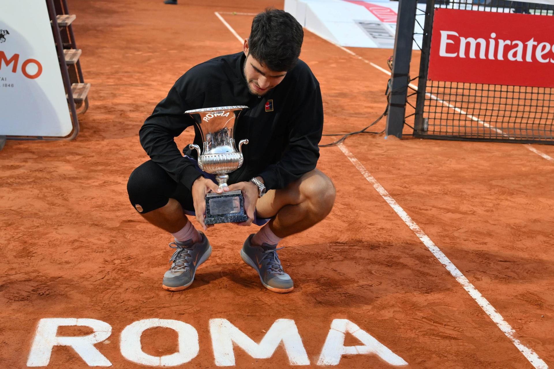 El español Carlos Alcaraz tras ganar la final del Masters 1.000 de Roma, EFE/EPA/Roberto Ramaccia