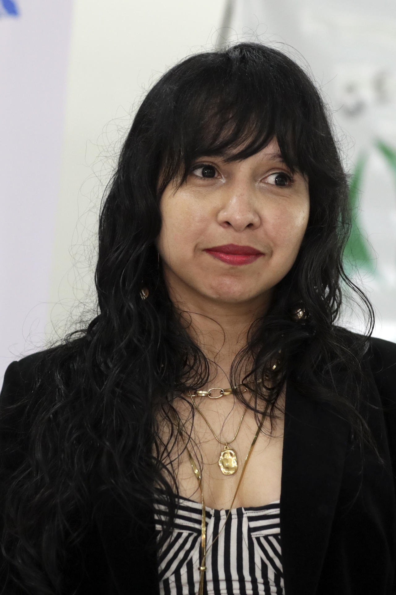 La representante de la Comisión de Acción Social Menonita (CASM) y de la Diáspora hondureña Internacional (DHI) Indira Ríos, habla este 10 de mayo de 2025, en la ciudad de Siguatepeque (Honduras). EFE/Gustavo Amador