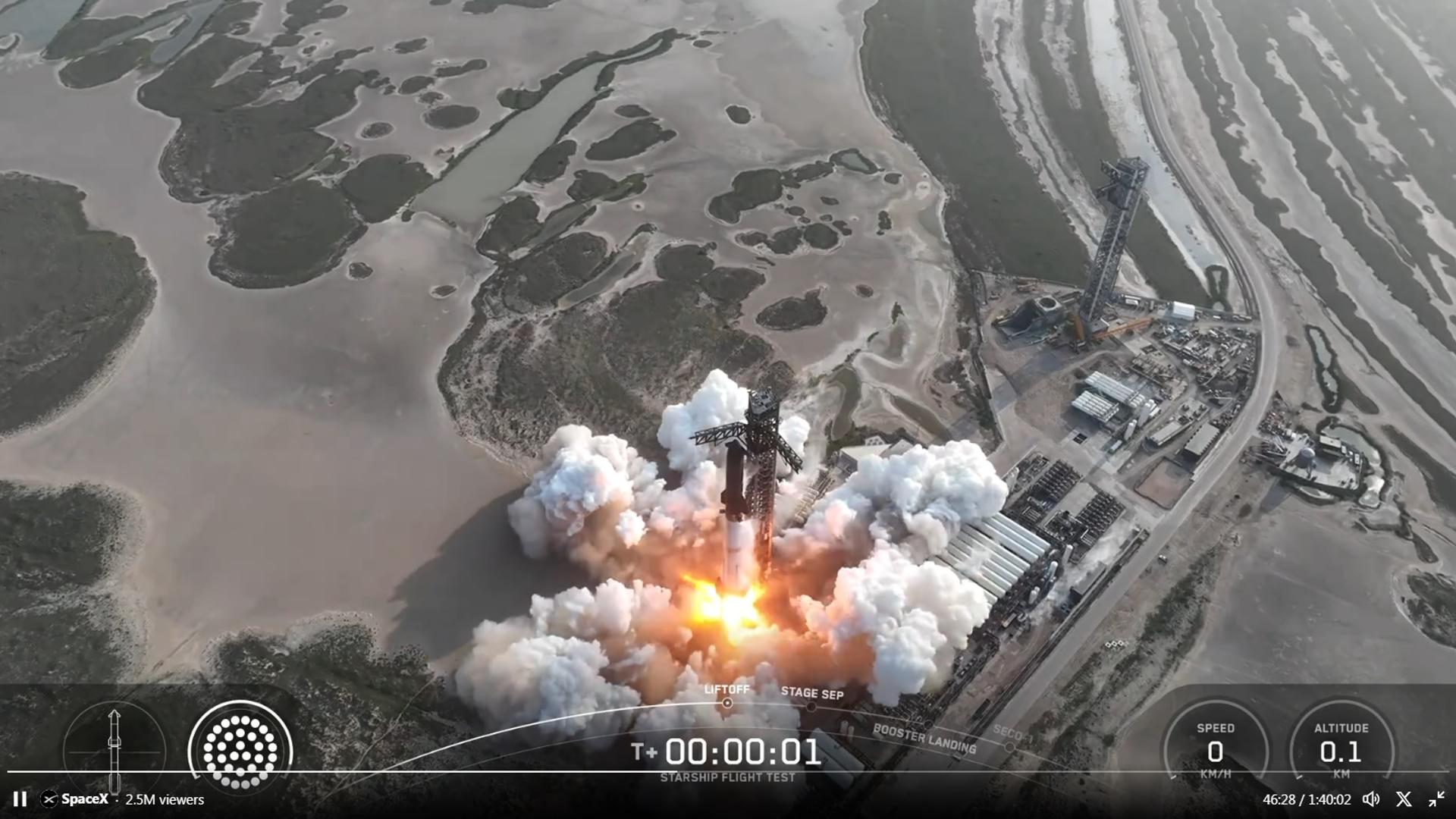 Captura de video de SpaceX donde se muestra el cohete Starship despegando este martes, en Starbase, la base recién nombrada cerca de Brownsville, Texas (Estados Unidos). EFE/ SpaceX