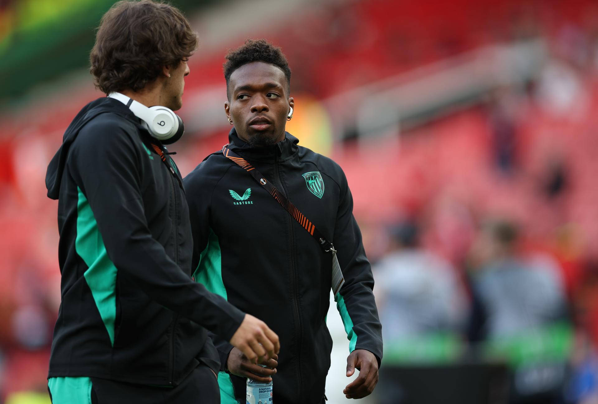 Alvaro Djalo (D) es baja por gripe en la convocatoria del Athletic que este jueves se enfrenta al Getafe. EFE/EPA/ADAM VAUGHAN