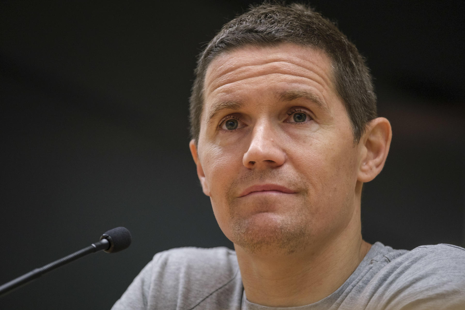 El entrenador del Dreamland Gran Canaria, Jaka Lakovic, en rueda de prensa previa al partido que su equipo disputa contra el Covirán Granada en la Liga Endesa. EFE/Ángel Medina G.