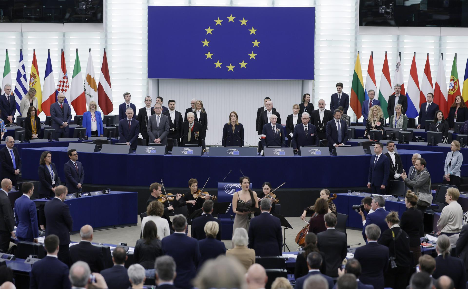 La conmemoración de los 80 años del fin de la II Guerra en el Parlamento Europeo. EFE/EPA/RONALD WITTEK