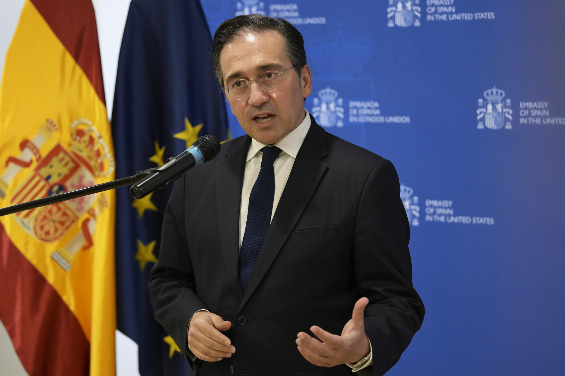 WASHINGTON (DC, EEUU).- El ministro de Asuntos Exteriores de España, José Manuel Albares, el pasado 22 de mayo durante una visita oficial a Washington. EFE/ Lenin Nolly