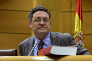 El fiscal general del Estado, Álvaro García Ortiz, comparece ante el Senado para presentar la memoria de la Fiscalía del año 2023 este martes, en Madrid. EFE/ Kiko Huesca