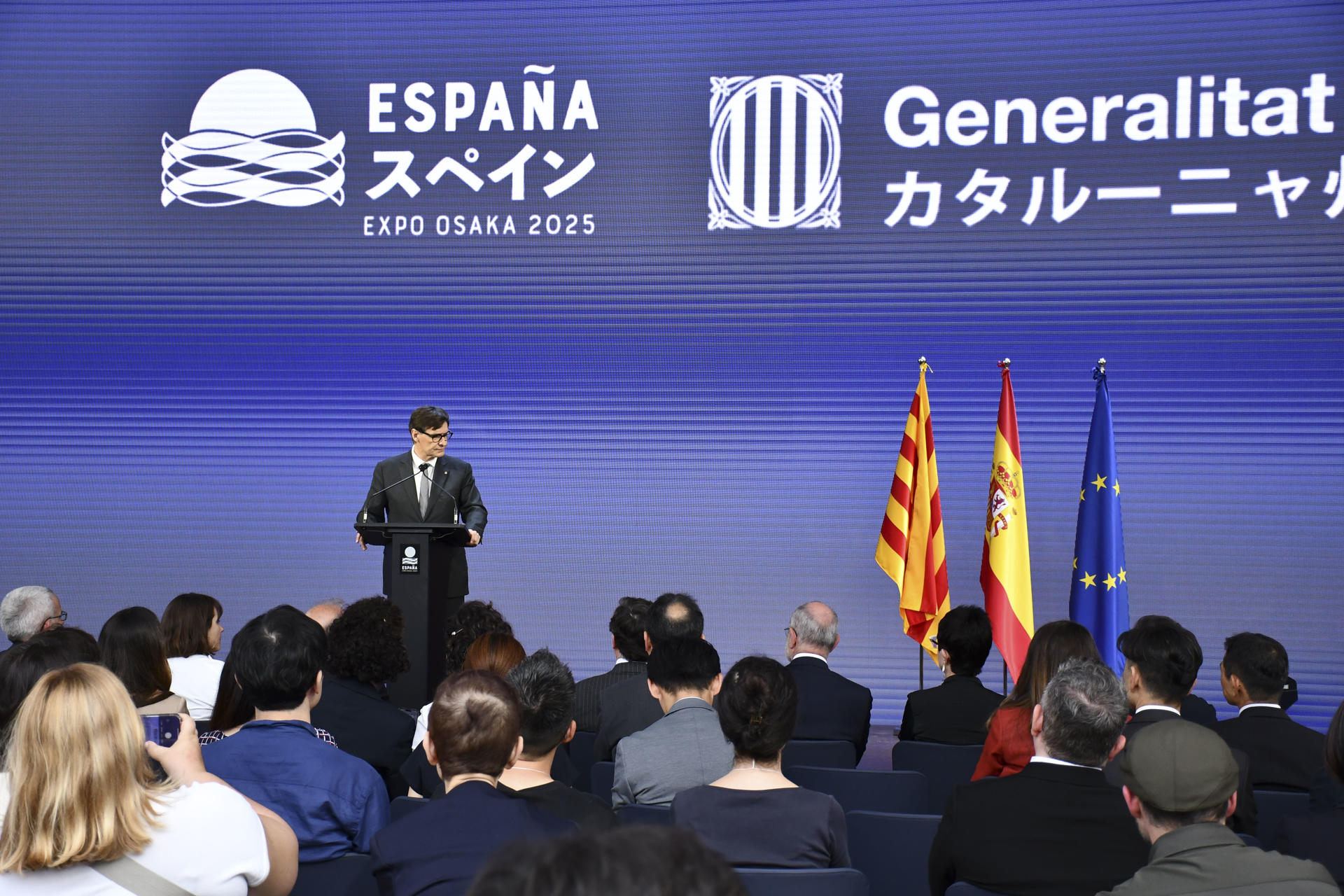 El presidente de la Generalitat, Salvador Illa, inauguró este miércoles la Semana de Cataluña en la Exposición Universal de Osaka. EFE/Edurne Morillo