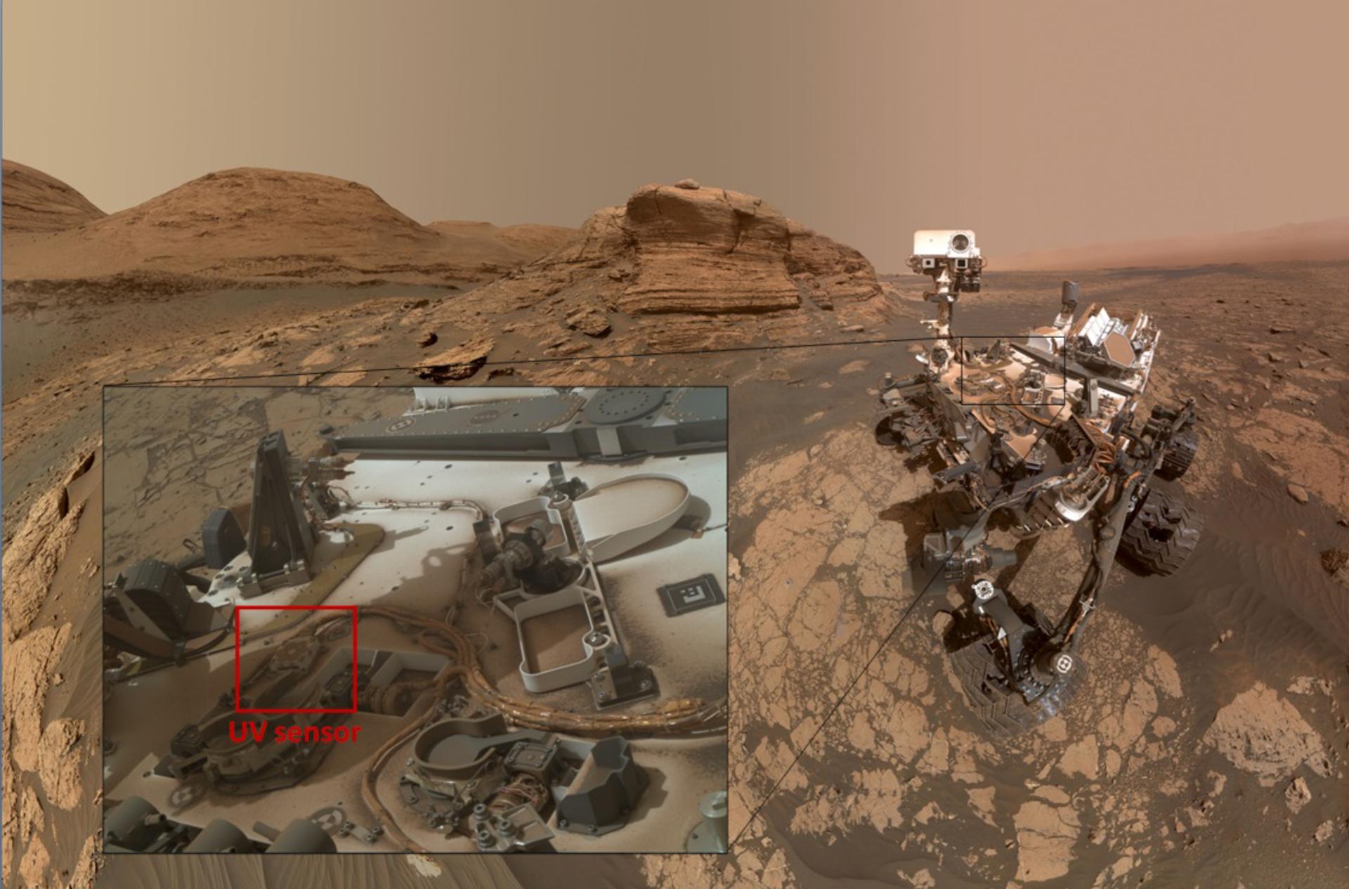 Las dosis de radiación ultravioleta que ha medio el róver Curiosity de la NASA en la superficie de Marte revelan que esos niveles podrían ser compatibles con algunas formas de vida. En la imagen, el sensor ultravioleta a bordo del róver Curiosity de la misión de la NASA 'Mars Science Laboratory'. Imagen:  NASA/JPL-Caltech/MSSS.