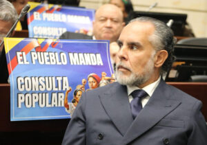Fotografía cedida por la oficina de prensa del Congreso de la República del ministro del Interior Armando Benedetti, durante una sesión en el Congreso este miércoles, en Bogotá (Colombia). EFE/ Congreso de la República