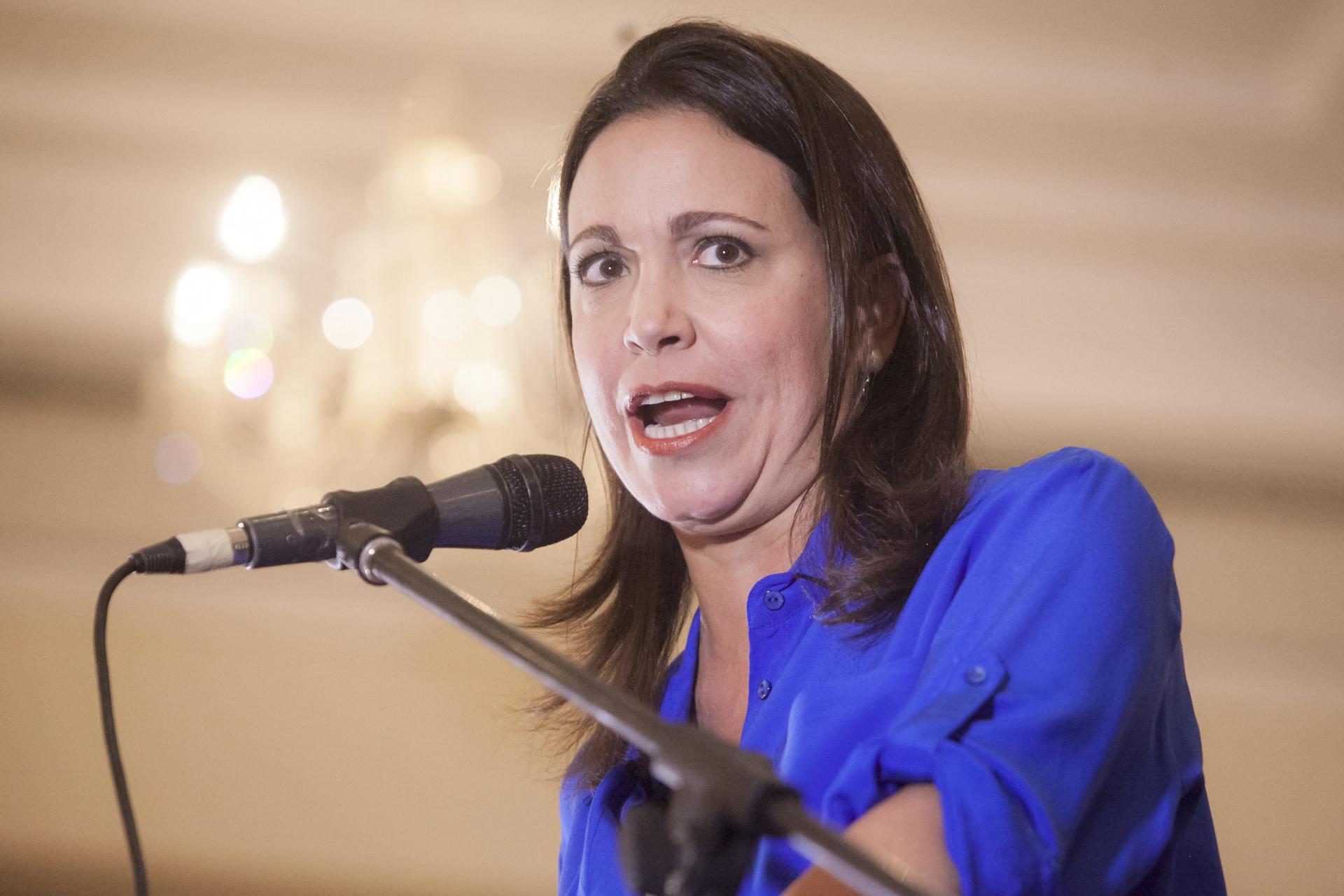 Fotografía de archivo de la dirigente opositora venezolana María Corina Machado. EFE/Miguel Gutiérrez