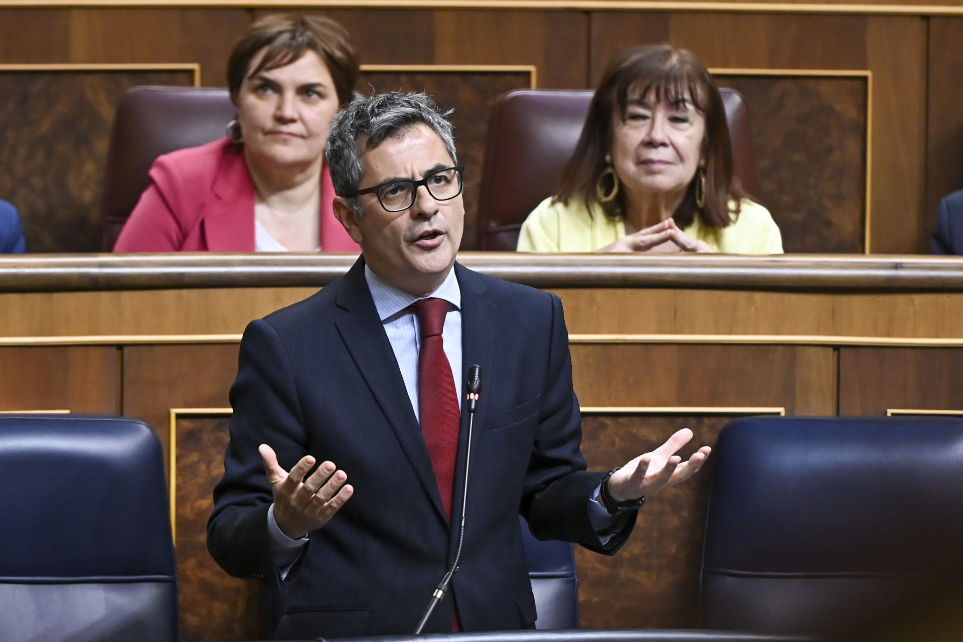 El ministro de la Presidencia, Justicia y Relaciones con las Cortes, Félix Bolaños, este miércoles en el Congreso. EFE/ Fernando Villar