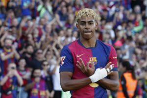 El delantero del FC Barcelona, Lamine Yamal. EFE/ Toni Albir