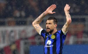 Francesco Acerbi, del Inter de Milan, celebra un gol el pasado día 22. EFE/EPA/MATTEO BAZZI