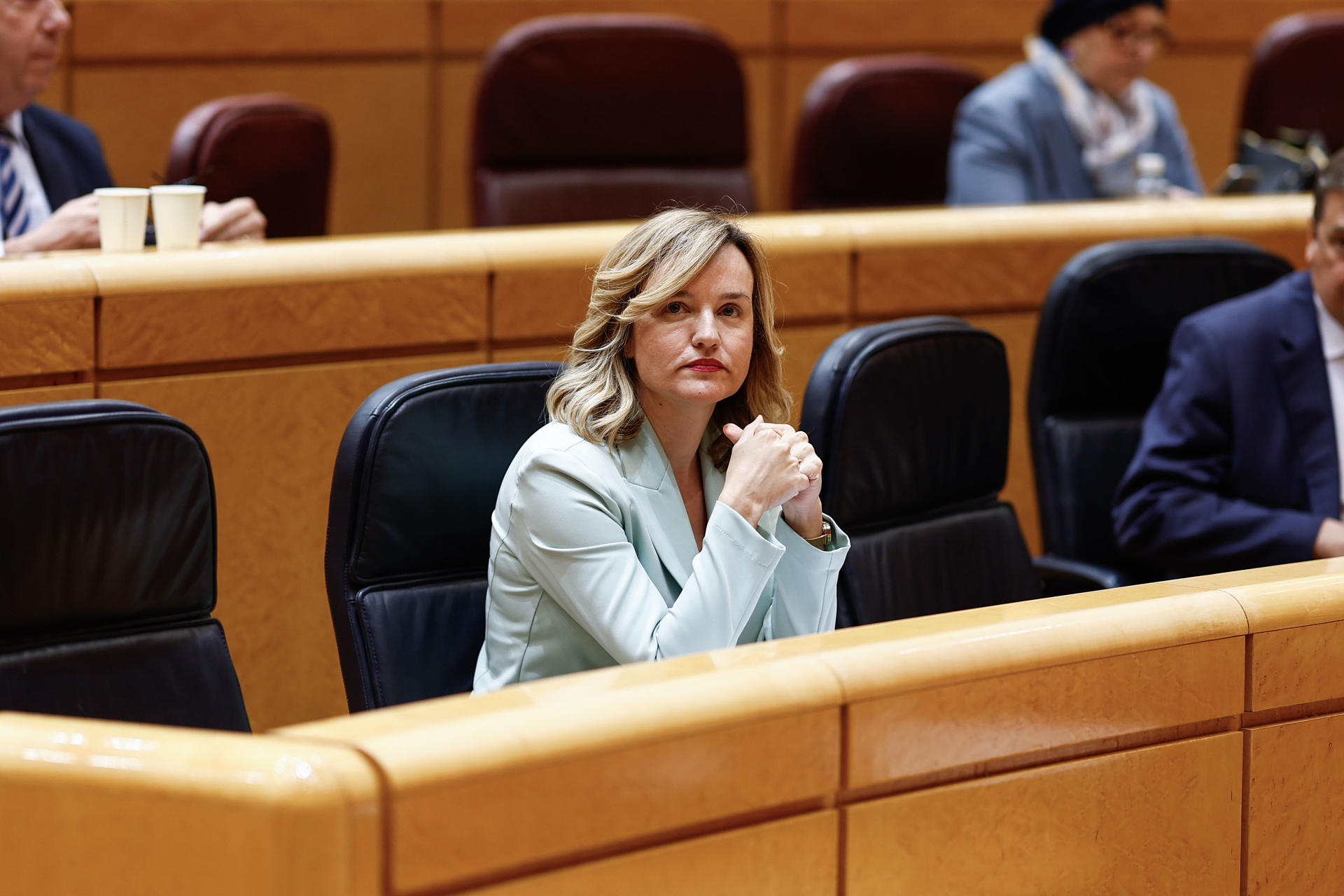 La ministra de Educación, Pilar Alegría, en un pleno del Senado. EFE/ Rodrigo Jiménez