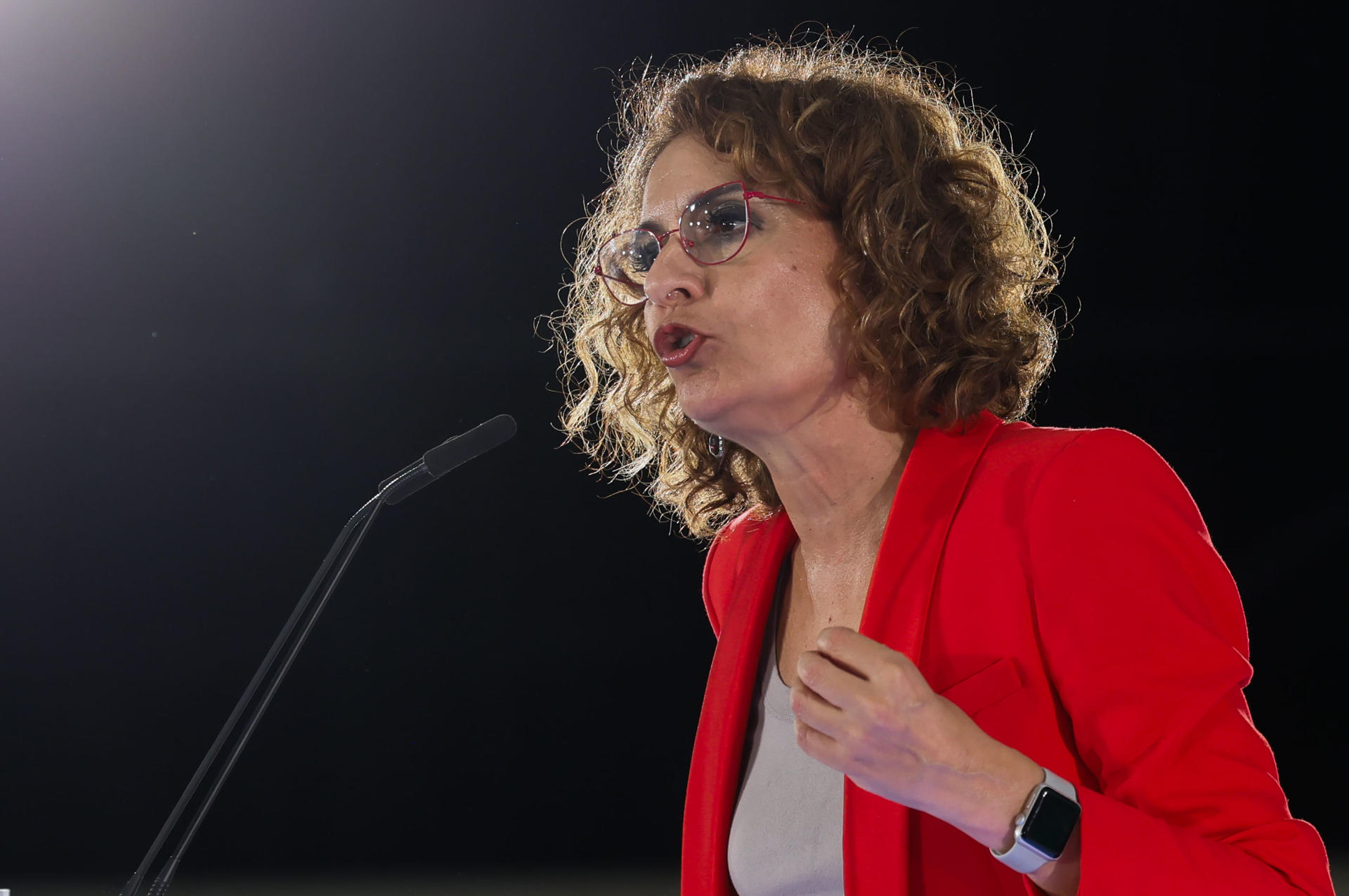 La vicesecretaria general del PSOE, secretaria general del PSOE de Andalucía, vicepresidenta primera y ministra de Hacienda, María Jesús Montero, durante su intervención en el Comité Director del PSOE andaluz este viernes. EFE/ José Manuel Vidal
