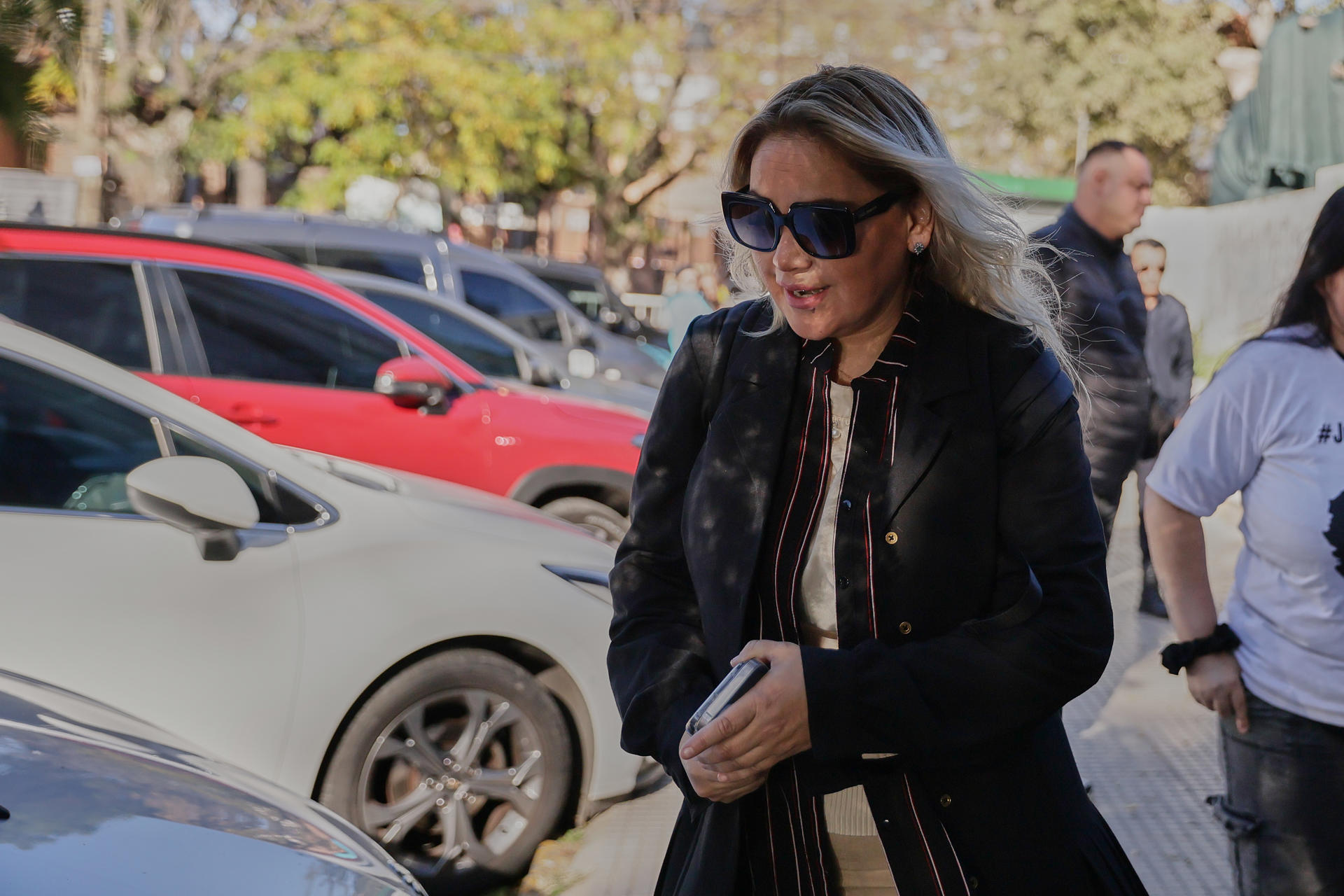 La exesposa de Diego Maradona, Veronica Ojeda, llega a los juzgados de San Isidro este 13 de mayo de 2025, en Buenos Aires (Argentina). EFE/Adan González