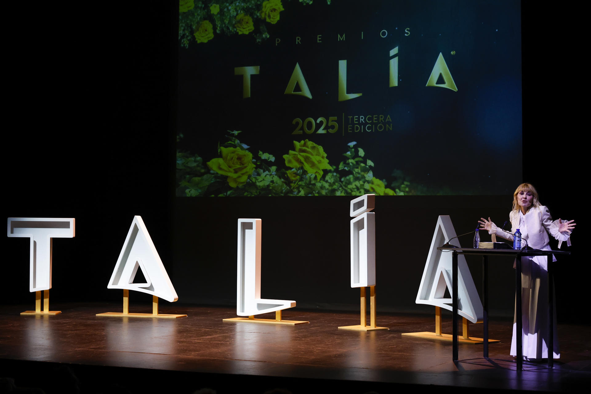 Imagen de archivo de la presidenta de la Academia de las Artes Escénicas de España, Cayetana Guillén Cuervo, durante el acto en el que se dieron a conocer los nominados a Premios Talía de teatro y artes escénicas 2025. EFE/Biel Aliño