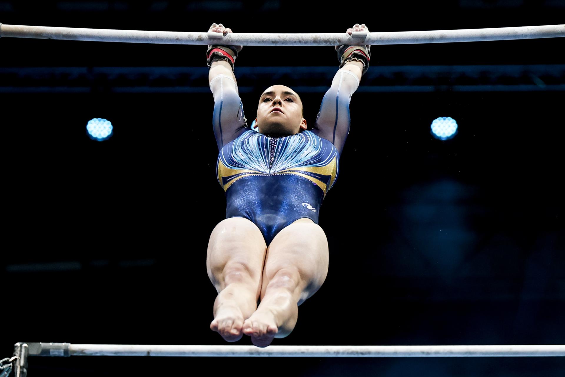 La española Alba Petisco durante la final del Campeonato de Europa de Gimnasia Artística en Leipzig, Alemania. EFE/EPA/FILIP SINGER