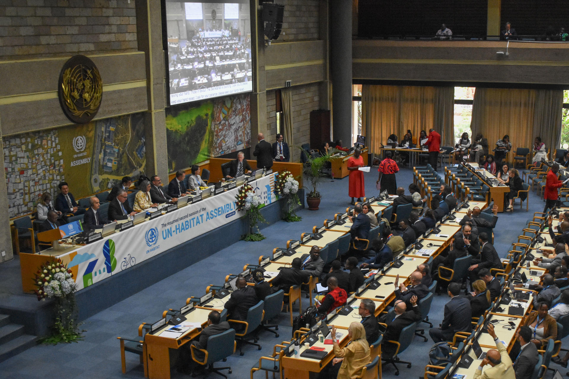 NAIROBI, 30/05/2025.-ONU-Hábitat, el Programa de las Naciones Unidas para los Asentamientos Humanos, aprobó este viernes en Nairobi su plan estratégico 2026-2029 con una votación, por primera vez desde hace años, en la que Estados Unidos y Argentina votaron en contra. EFE/ Lucía Blanco