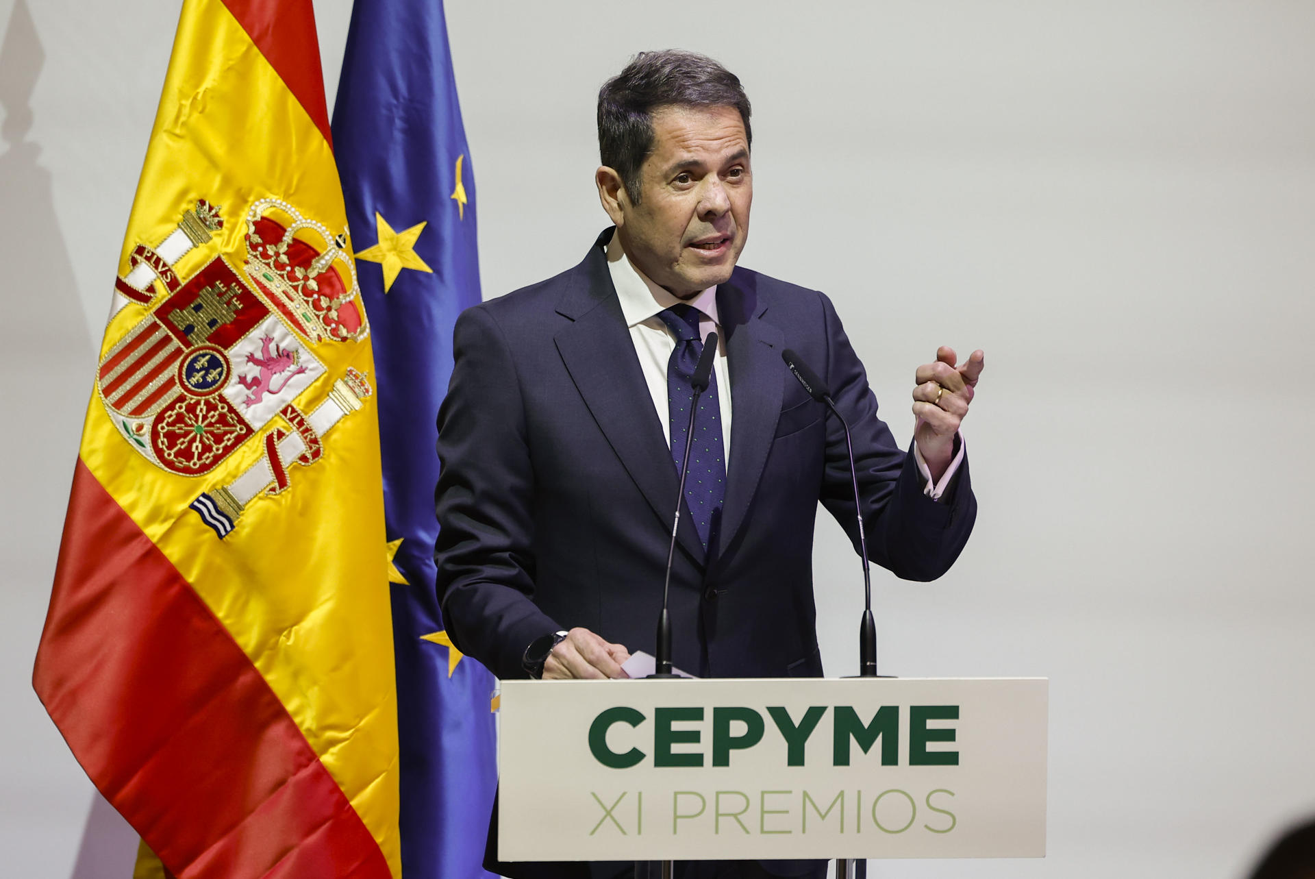 El presidente de CEPYME, Gerardo Cuerva, en la entrega de unos premios de la patronal que dirige. EFE/ Chema Moya
