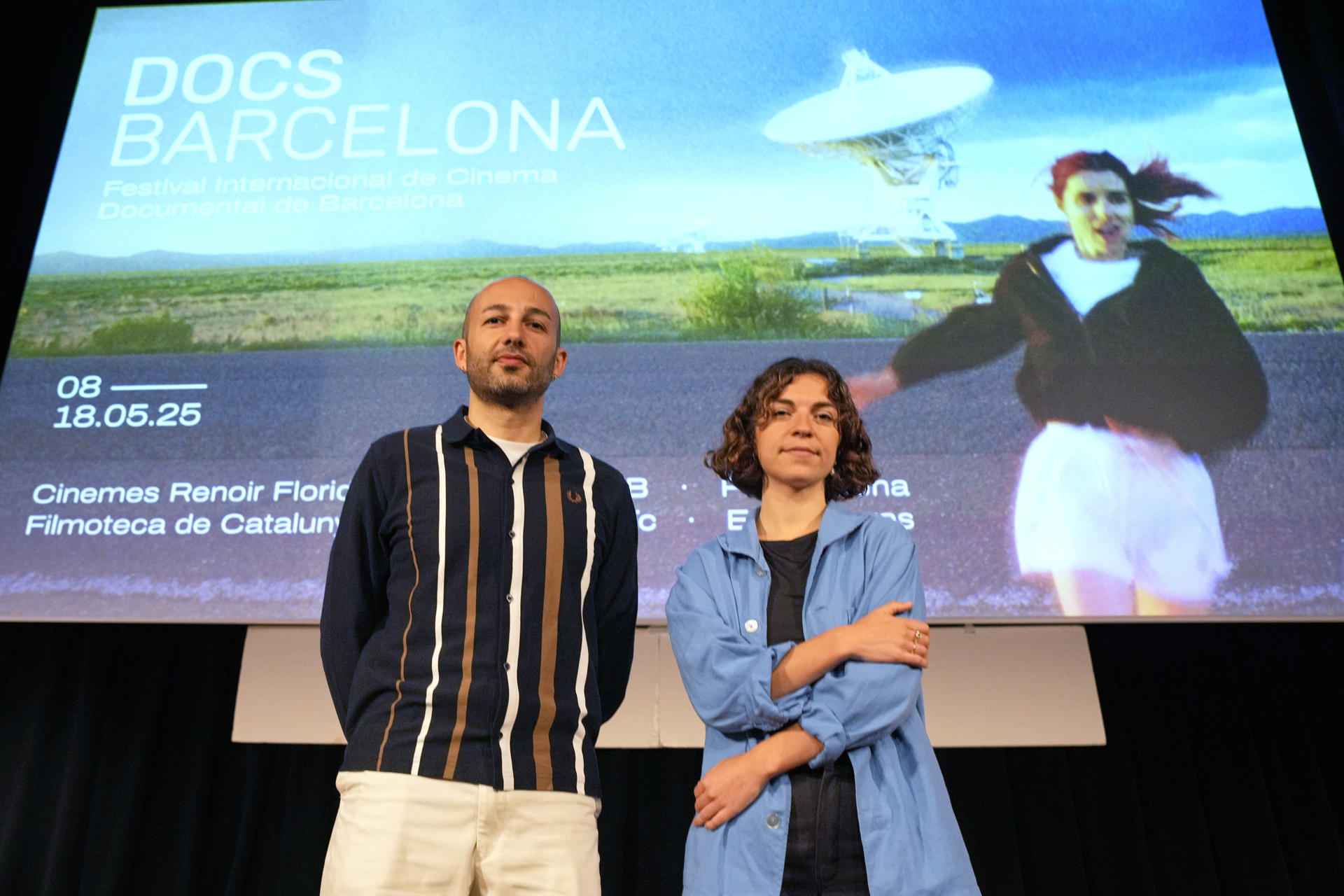 Los codirectores del festival DocsBarcelona, Maria Colomer y Èric Motjer, durante la presentación de la 28 edición del certamen, que visitarán 28 documentalistas para hablar de sus trabajos y que se inaugura este jueves con el documental 'Riefenstahl', dedicado a la cineasta oficial de la Alemania nazi. EFE/Alejandro García