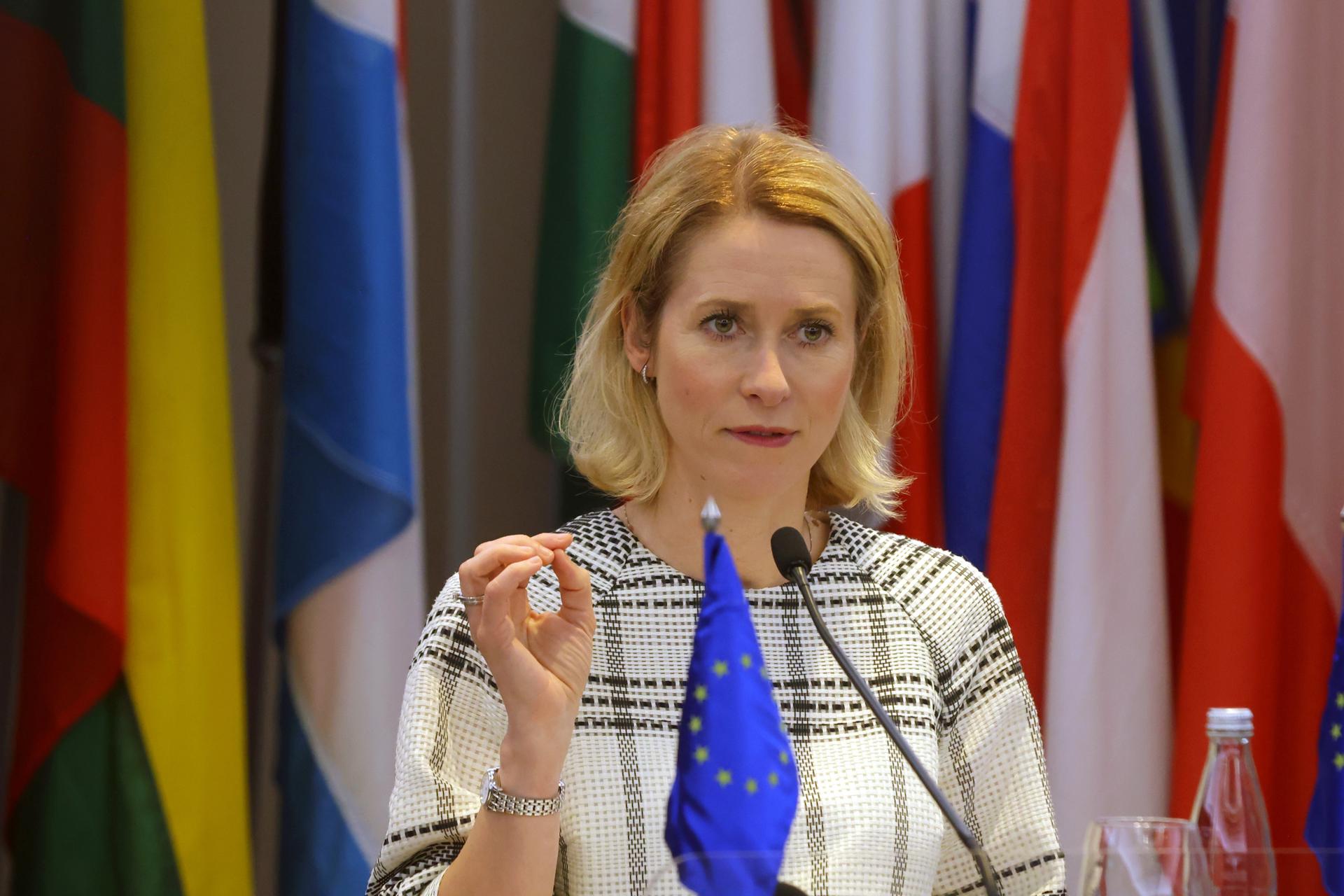 La alta representante de la UE para Asuntos Exteriores y Política de Seguridad, Kaja Kallas, ofrece una conferencia de prensa en Belgrado, Serbia, el 22 de mayo de 2025. Kallas está de visita oficial en Serbia. (Belgrado) EFE/EPA/ANDREJ CUKIC
```