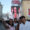 Personas toman una fotografía con la imagen del papa León XIV de fondo en la plaza central de Chiclayo (Perú). EFE/Paolo Aguilar