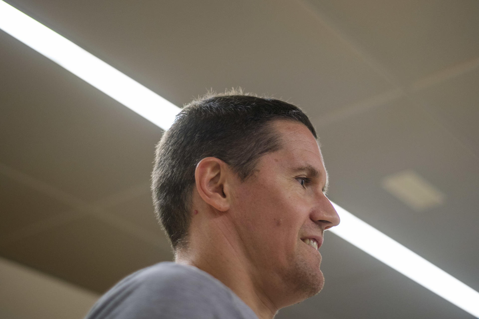El entrenador del Dreamland Gran Canaria, Jaka Lakovic, en rueda de prensa previa al partido que su equipo disputa contra el Covirán Granada en la Liga Endesa. EFE/Ángel Medina G.
