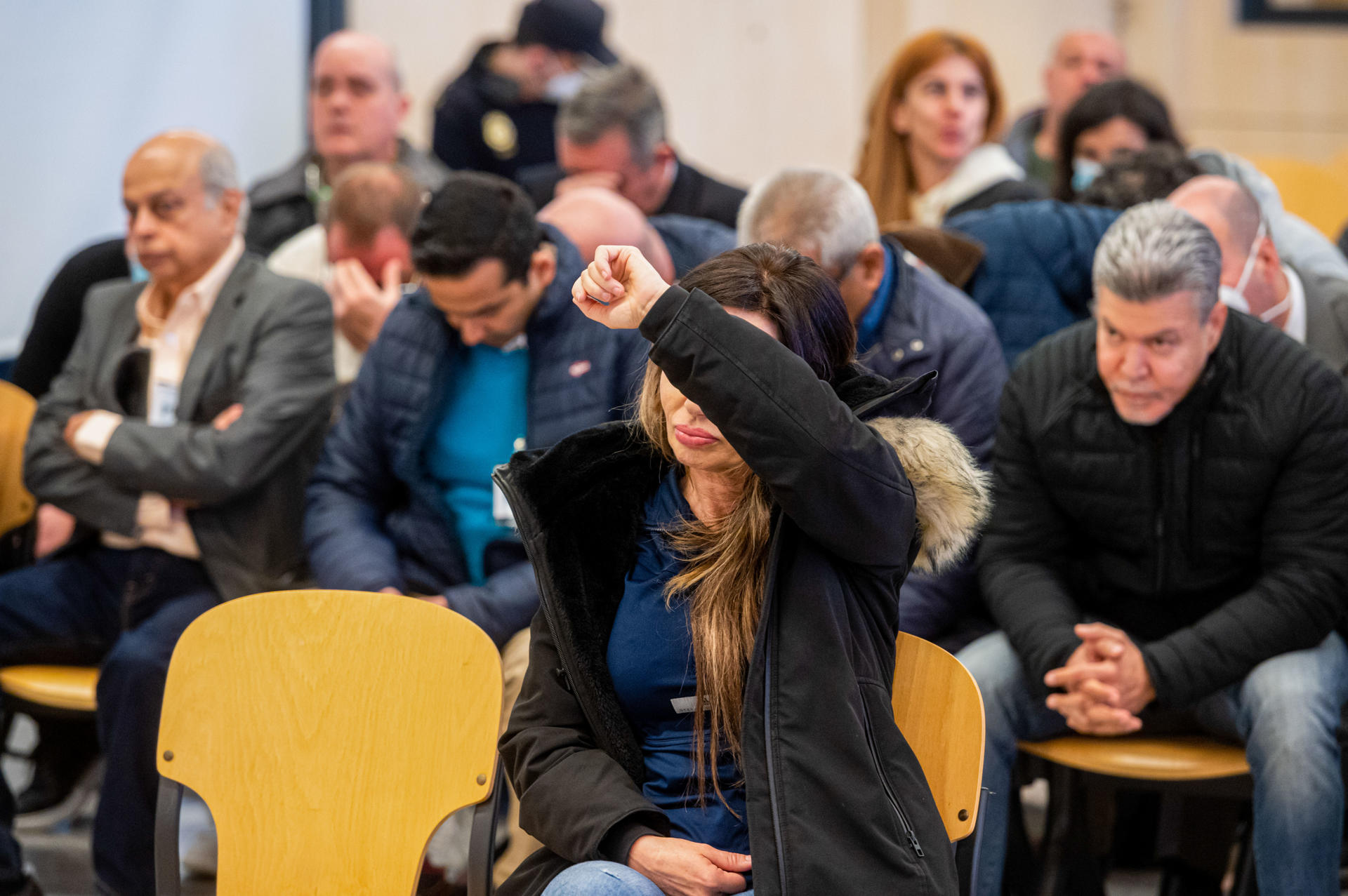Ana María Cameno, conocida como la "reina de la coca", junto al resto de acusados durante el juicio en la Audiencia Nacional en una imagen de archivo. EFE/ Fernando Villar POOL
