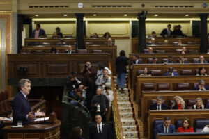 El líder del PP, Alberto Núñez Feijóo, en el Congreso. EFE/ Javier Lizón