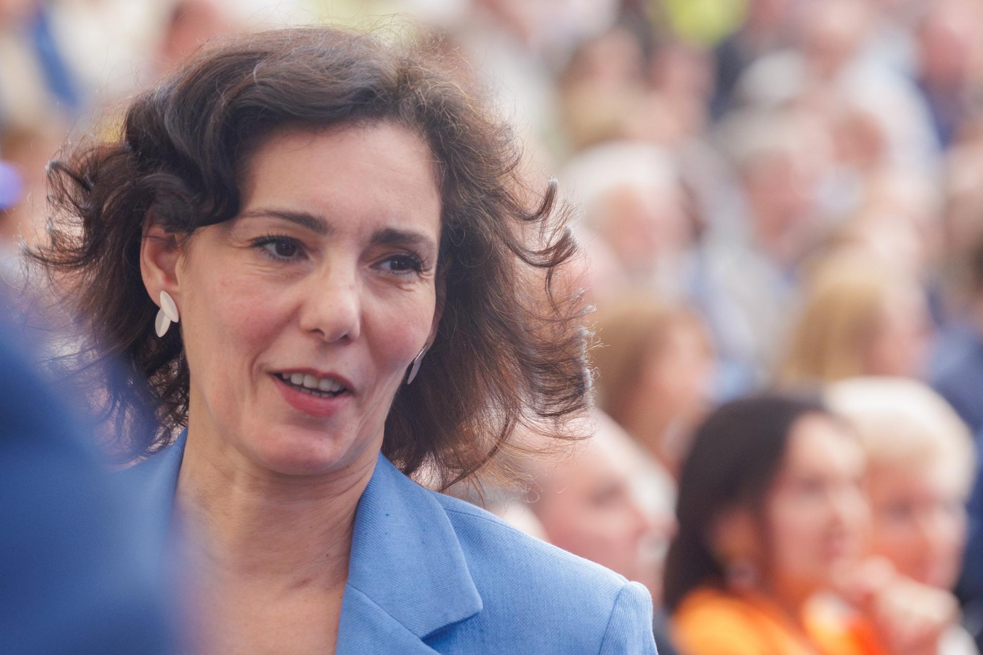 La comisaria europea de Gestión de Crisis, Hadja Lahbib, en una imagen de archivo. EFE/EPA/OLIVIER MATTHYS